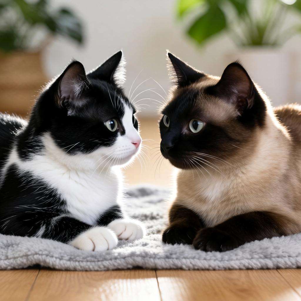 重点色猫与其他猫种的搭配之美（以重点色的猫为主角，探索不同猫种间的和谐共处）(图1)